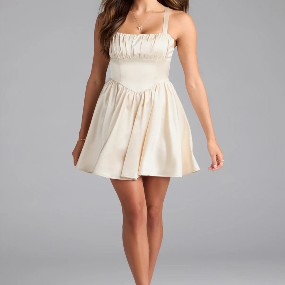 Windsor Elegant Cream Mini Dress
